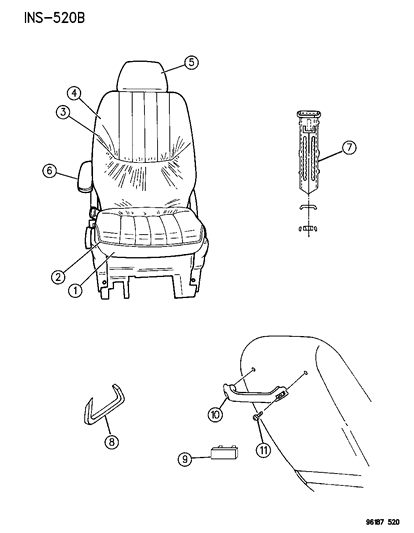 1996 Chrysler Town & Country Handle-Seat Back Diagram for MV38SC3