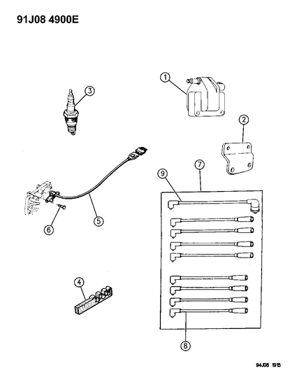 1993 Jeep Grand Wagoneer Cable Ignition Spark Plug Diagram for 56027069