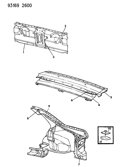 1993 Dodge Shadow Liftgate Opening Panel Diagram
