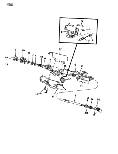1985 Dodge Charger Column, Steering Jacket Shaft And Coupling Assy Diagram