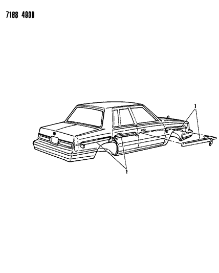1987 Chrysler Fifth Avenue Tape Stripes & Decals - Exterior View Diagram 2