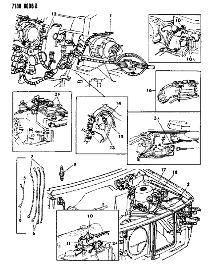 1987 Dodge Lancer Wiring - Engine - Front End & Related Parts Diagram