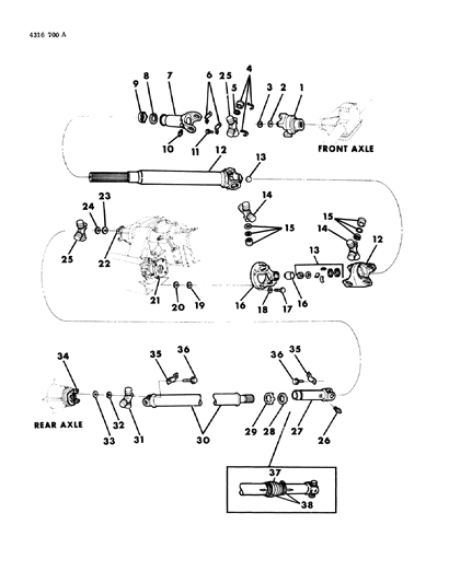 1984 Dodge D250 Propeller Shaft 2 Piece And Universal Joint Diagram 3