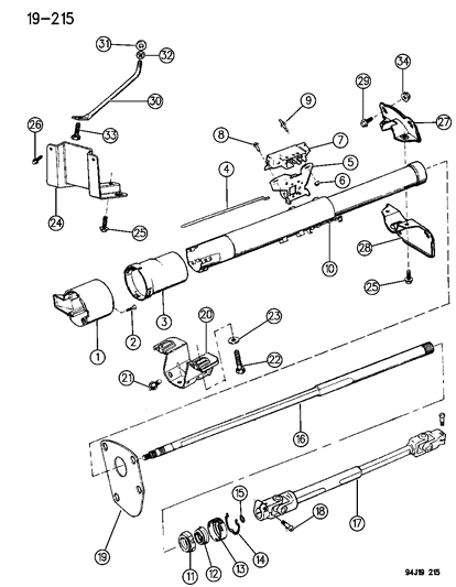 1994 Jeep Wrangler Housing - Steering Column Lower Diagram 2