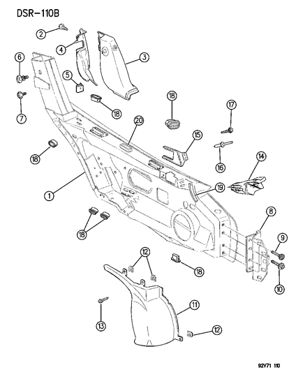 1992 Dodge Viper Clip-STANCH CVR To STANCH Attach Diagram for 6035120