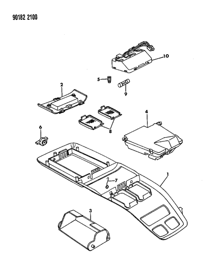 1990 Chrysler LeBaron Console, Overhead Diagram
