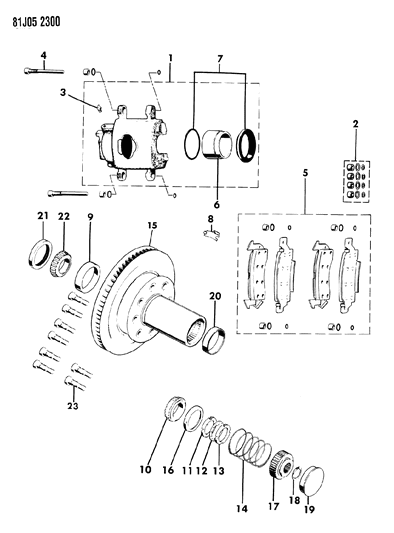 1985 Jeep Grand Wagoneer Brakes, Front Diagram