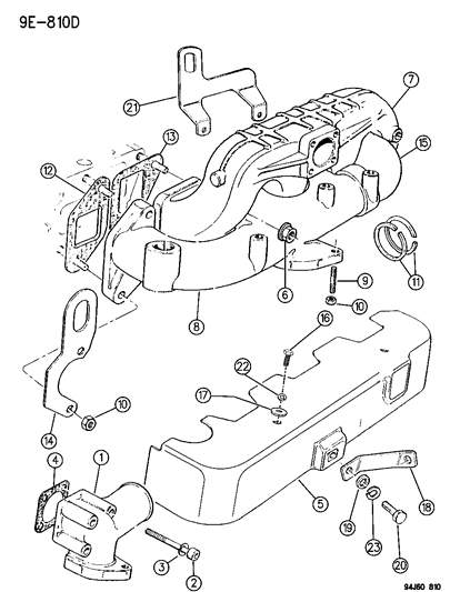 1996 Jeep Cherokee Manifolds - Intake & Exhaust Diagram 1