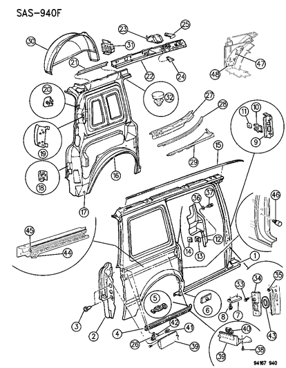 1994 Dodge Grand Caravan Seal SLDG Door Center Track Ant Diagram for 4674066
