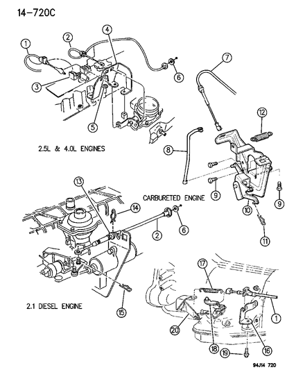 1994 Jeep Grand Cherokee Cable-Accelerator Diagram for 52079504