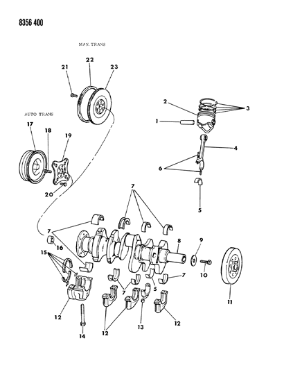 1988 Dodge Ram Van Crankshaft , Pistons And Torque Converter Diagram 1