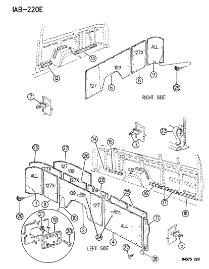 1996 Dodge Ram Van Panels - Trim Lower Diagram