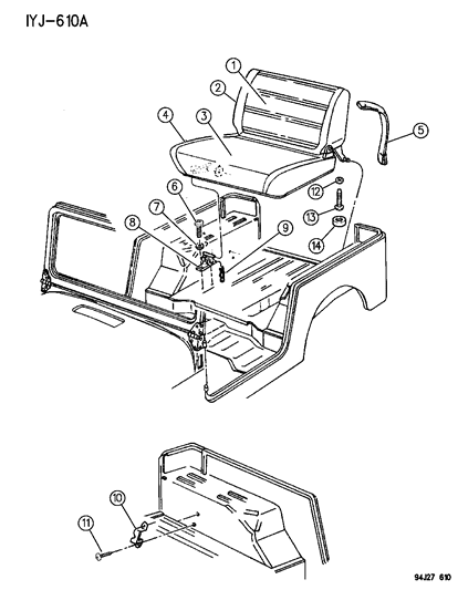 1995 Jeep Wrangler Clip - Frame To Pivot Bracket Diagram for 6035196