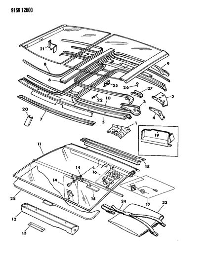 1989 Dodge Daytona T-Bar Roof Diagram