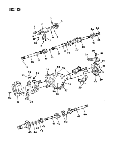 1989 Dodge Ramcharger Axle, Front Diagram 1