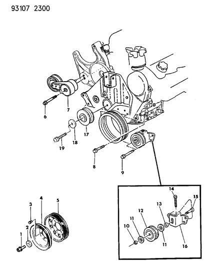 1993 Chrysler Town & Country Drive Pulleys Diagram 2