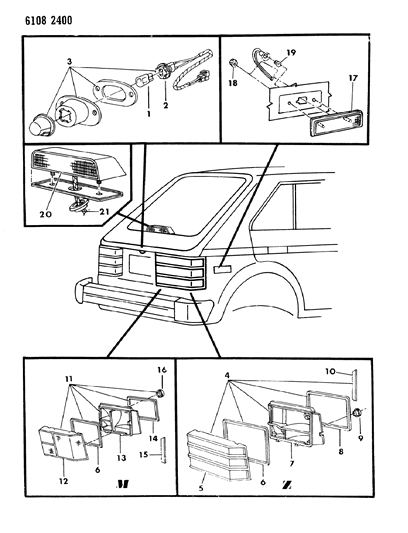1986 Dodge Charger Lens Lift Gate Lower Panel T/SIG Diagram for 5207663