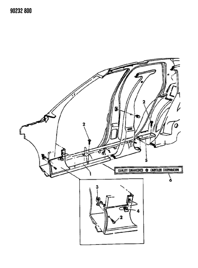 1990 Dodge Shadow Scuff Plates Diagram