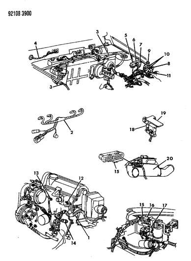 1992 Chrysler LeBaron Wiring - Engine - Front End & Related Parts Diagram