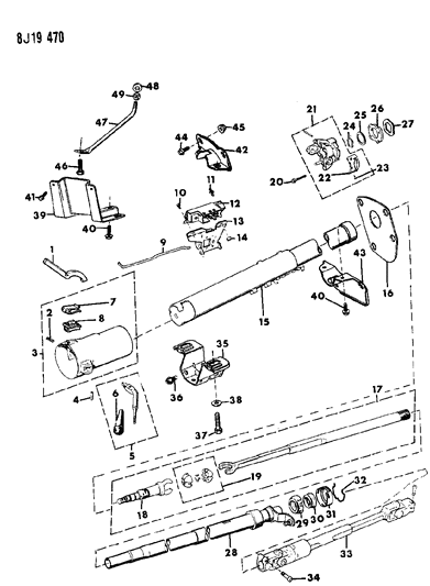 1988 Jeep Wrangler Housing - Steering Column Lower Diagram 1