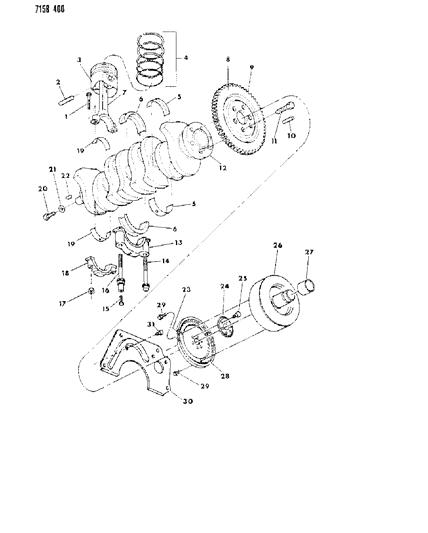 1987 Chrysler New Yorker Crankshaft , Pistons And Torque Converter Diagram 3