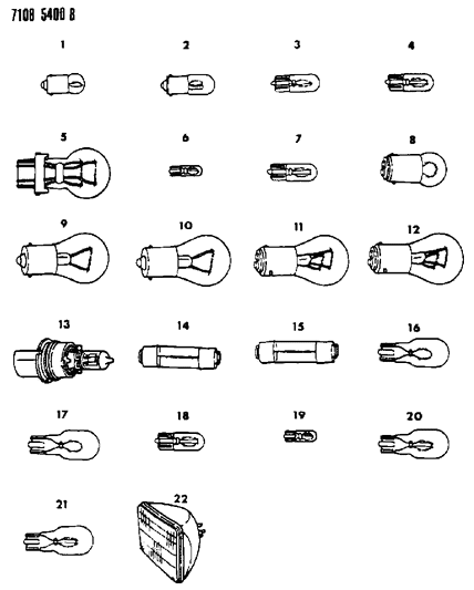 1987 Chrysler Fifth Avenue Bulb Cross Reference Diagram
