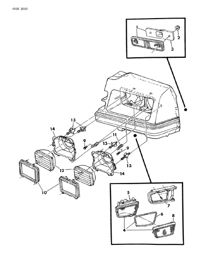 1984 Dodge Charger Lamps - Front Diagram 1