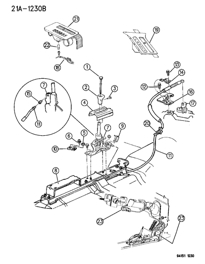 1994 Dodge Spirit Controls , Gearshift , Floor Shaft Diagram 1