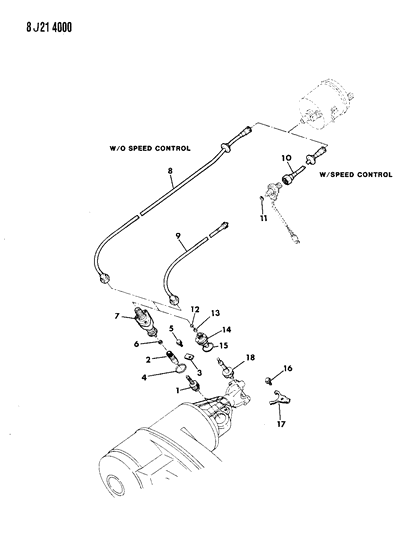 1988 Jeep Wrangler Cable, Speedometer With Pinion And Adapter Diagram