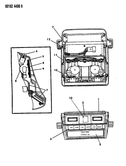1990 Chrysler New Yorker Console, Overhead Diagram