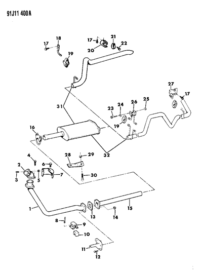 1992 Jeep Cherokee Gasket-Exhaust Pipe Diagram for 52017817