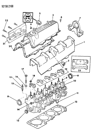 1992 Chrysler Town & Country Cover Pkg-Cylinder Head & Oil Separator Diagram for 4504350