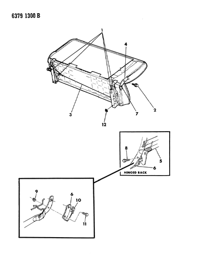 1987 Dodge D250 Seat - Bench Front Attaching Diagram