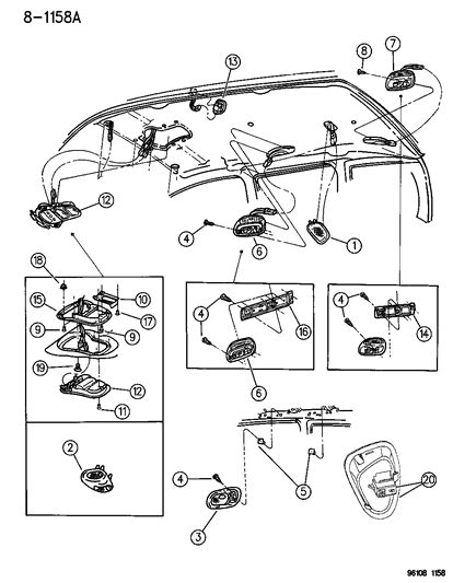 1996 Chrysler Town & Country Lamps - Cargo-Dome-Courtesy-Reading Diagram