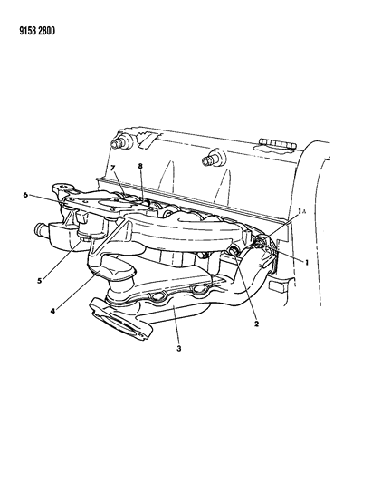 1989 Dodge Shadow Manifolds - Intake & Exhaust Diagram