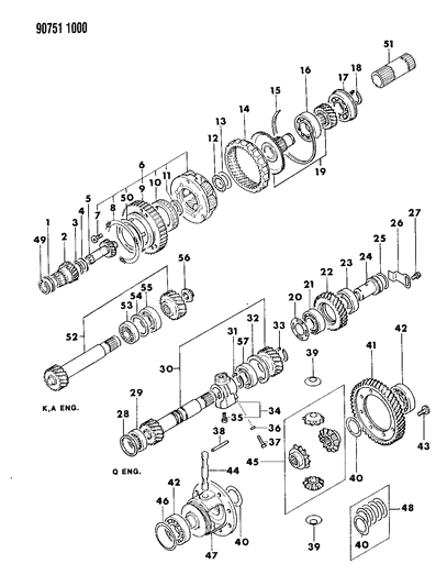 1990 Dodge Ram 50 SPACER-Differential Side Gear Diagram for MD997795