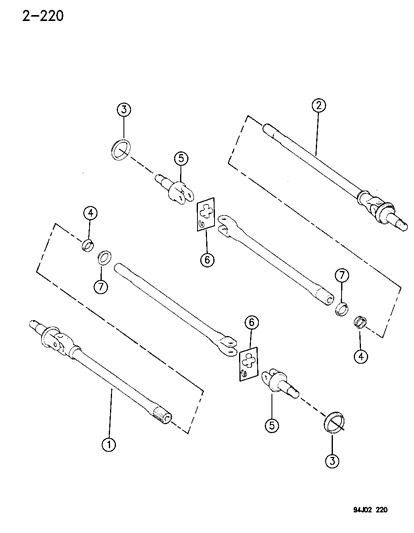 1995 Jeep Wrangler Shafts - Front Axle Diagram 1
