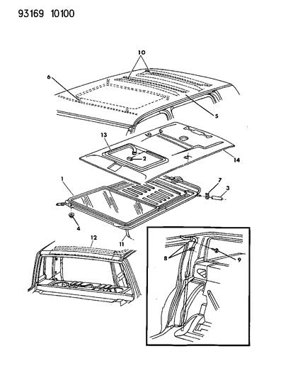 1993 Dodge Dynasty Sunroof & Roof Panel Diagram