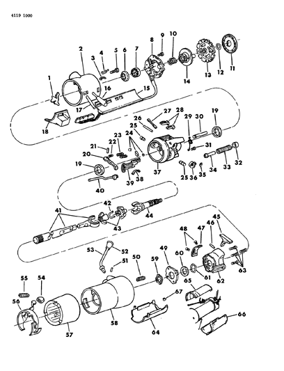 1984 Chrysler Town & Country Column, Tilt Steering, Upper Diagram