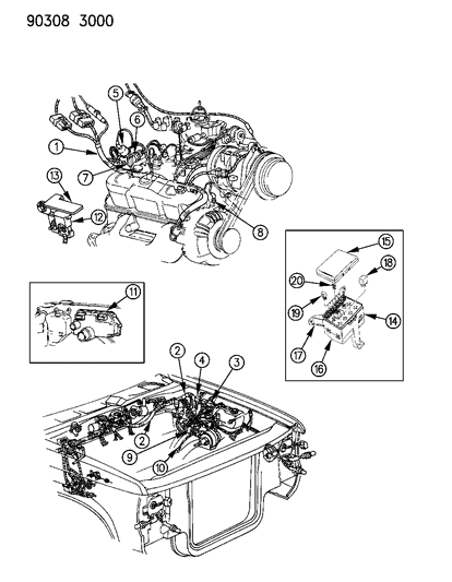 1990 Dodge Dakota Wiring - Engine - Front End & Related Parts Diagram 2