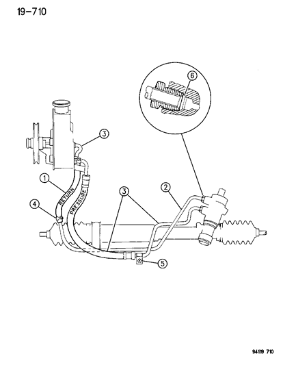 1994 Chrysler Town & Country Power Steering Hoses Diagram