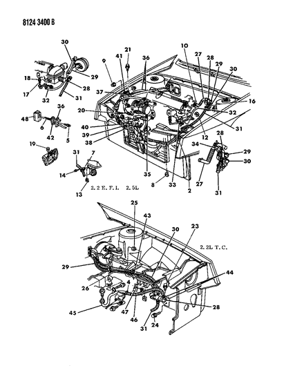 1988 Dodge Shadow Plumbing - A/C & Heater Diagram