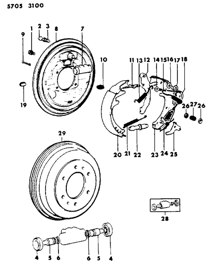 1985 Dodge Ram 50 Shoe and Lining, Secondary Lt. Diagram for MB277007