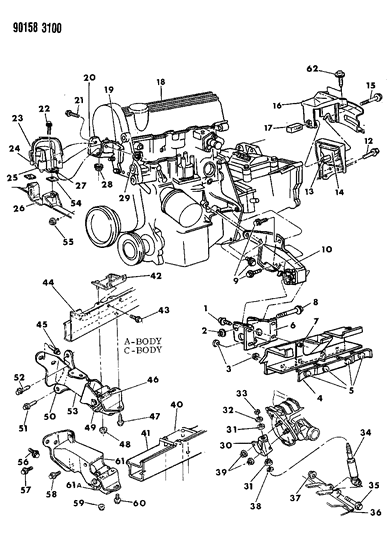 1990 Chrysler Town & Country Engine Mounting Diagram 1