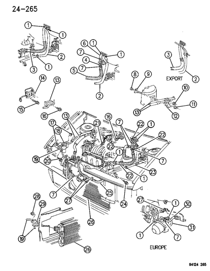 1994 Chrysler Town & Country Plumbing - A/C & Heater Diagram 3