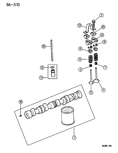 1996 Jeep Cherokee Engine Camshaft Diagram for 53006646