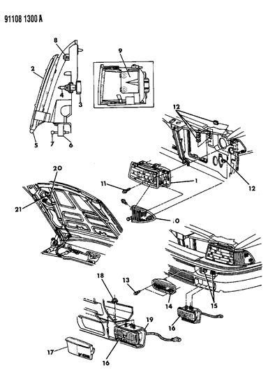 1991 Chrysler LeBaron Assembly-Aero Head Lamp (Serv) Diagram for 4388556