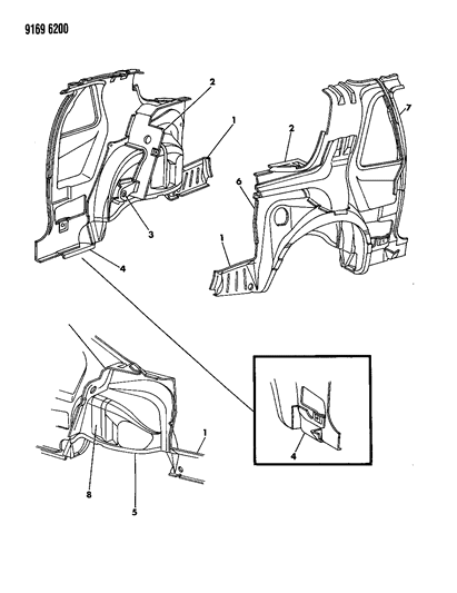 1989 Chrysler LeBaron Quarter Panel Diagram 1