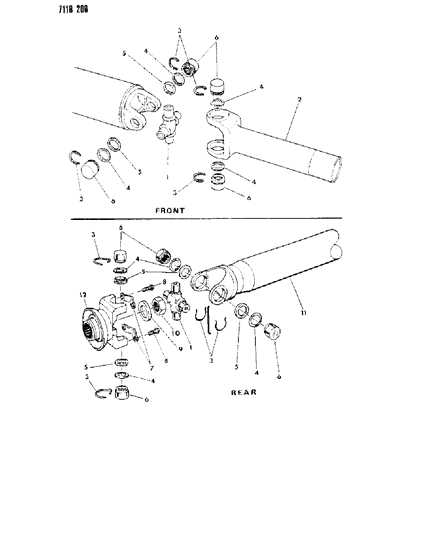 1987 Chrysler Fifth Avenue Propeller Shaft & Universal Joint Diagram