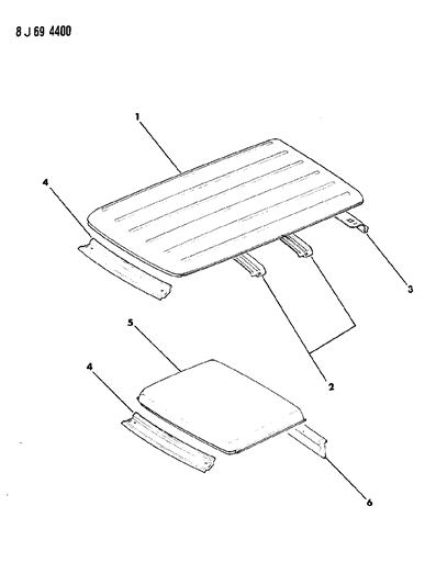 1988 Jeep Cherokee Panels - Roof Diagram